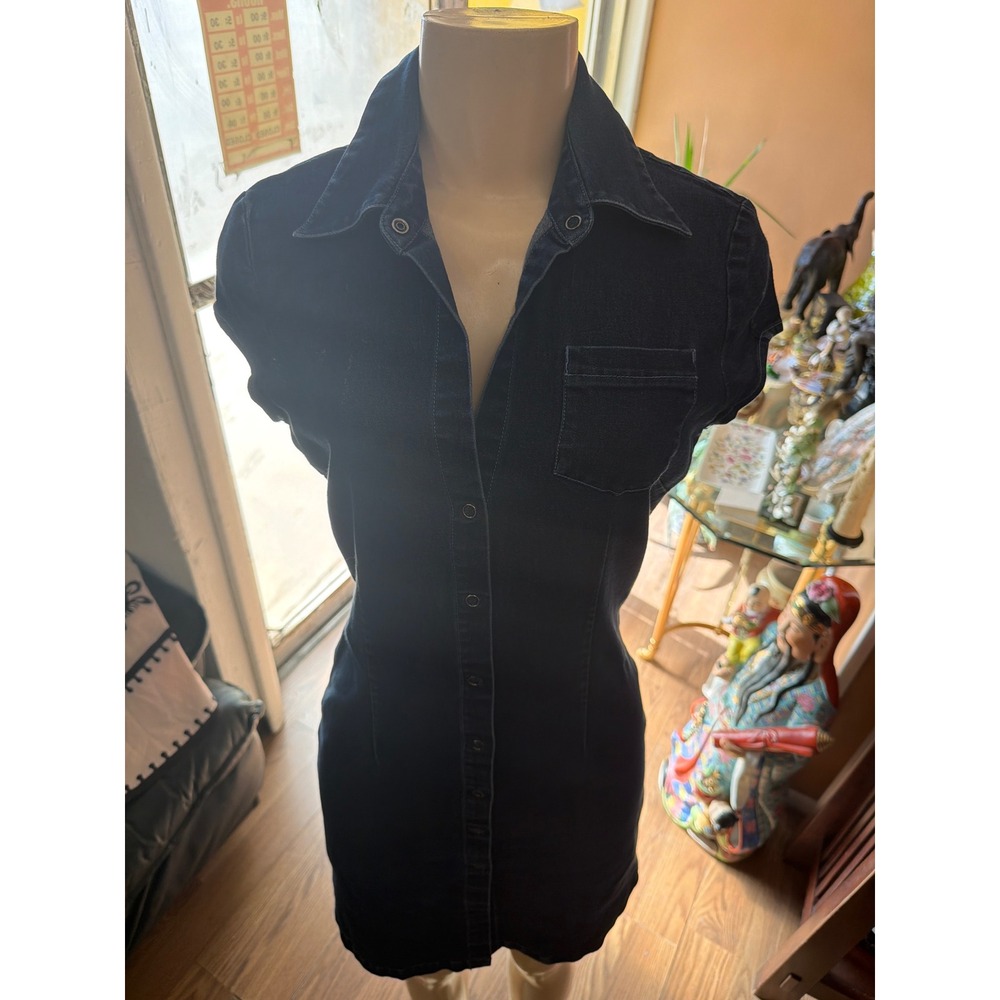Kenneth Cole Reaction Womens Dark Wash Denim Button Front Mini Dress Size 6